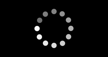 Leinwandbilder - Dots, circle and animation icon for loading with waiting, slow connection and problem for online glitch. Sign, indicator and action for download progress with internet error by black background