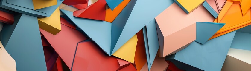 Poster - Geometric 3d background with cubist inspiration and vibrant, bold colors