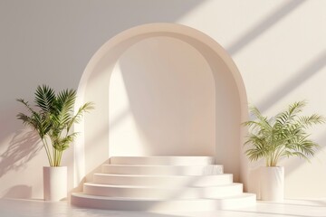 Wall Mural - Art deco background architecture staircase plant
