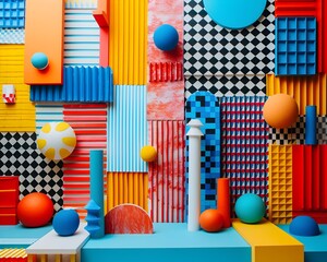 Poster - Vibrant Abstract Geometric Shapes Backdrop for Dynamic Product Presentation and Copy Space