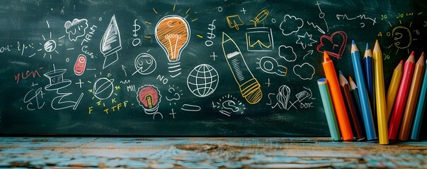 Poster - Chalkboard Sketches for Educational Tools or Creative Product Presentation Backdrop