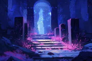 Wall Mural - Ancient Ruins with a Glowing Portal