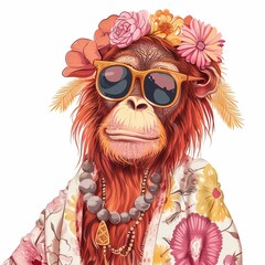 Wall Mural - Orangutan Boho-Chic fashion