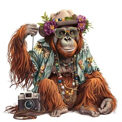 Wall Mural - Orangutan Boho-Chic fashion