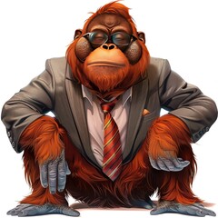 Wall Mural - Orangutan business casual fashion