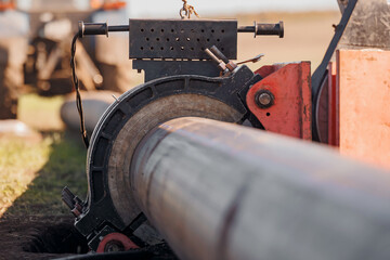 PE pipe welding for connecting tube water supply for crop irrigation in agriculture business industry