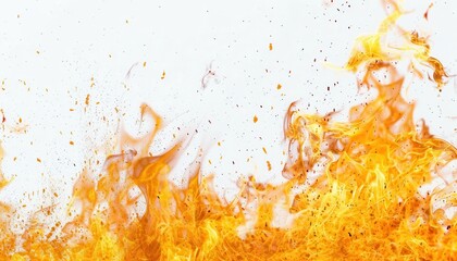 burning fire flames and sparks isolated on white background abstract photo