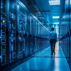 Aufkleber - optimized server room for efficient digital communication and networking in business