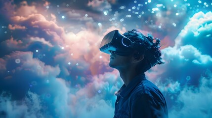 Poster - futuristic cloud based virtual reality platform hosting global social event
