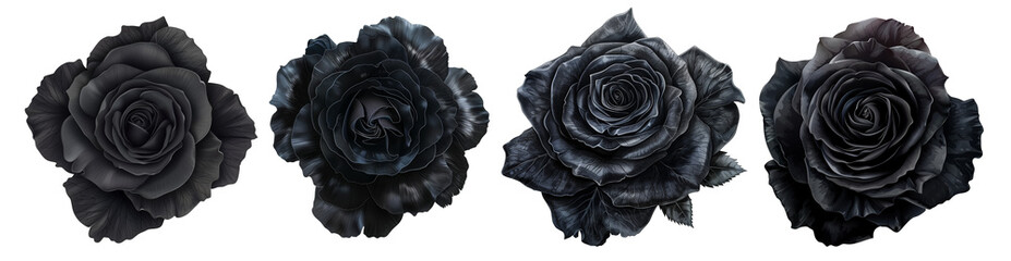 Wall Mural - set of illustrations of isolated black rose flower