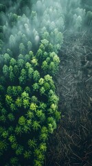 Poster - Satellite Aerial View of Deforestation and Reforestation Efforts Showcasing Nature and Sustainability Concepts