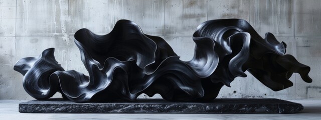 Dive into the enigmatic world of shadows with a black abstract sculpture.