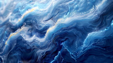 Wall Mural - Abstract art blue paint background with liquid fluid grunge texture.