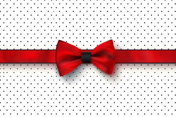 Wall Mural - Greeting card design with ribbon and bow on background.