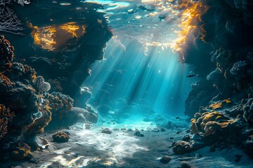 Wall Mural - underwater scene with reef