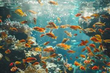 Wall Mural - fishes in aquarium