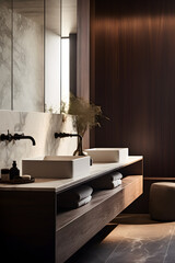 Wall Mural - Modern luxury bathroom interior in natural grey and beige colors