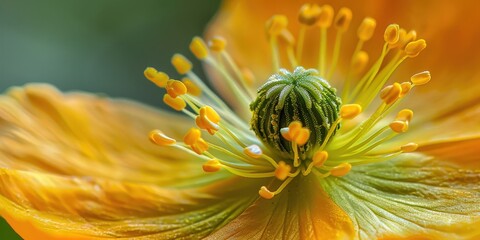 Wall Mural - Close-up of a Yellow Flower's Center