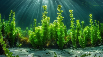 Poster - Sunlight Illuminates Underwater Seaweed Forest