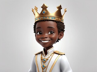 smiling african prince cute d art illustration in plain white background