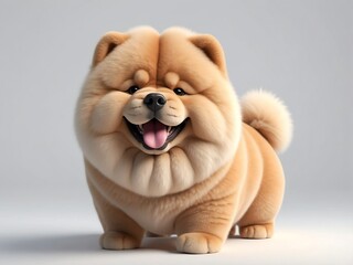 smiling chow chow cute d art illustration in plain white background