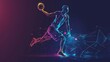 © Usman - An icon illustrating the concept of sports science technology, depicting a polygonal basketball player dribbling a ball with a futuristic element