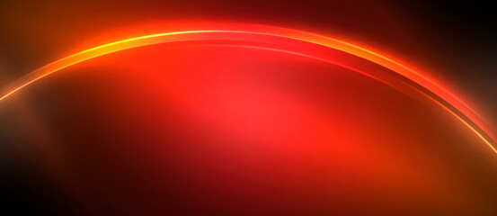 Aufkleber - Neon glowing circle rays, light round lines in the dark, planet style neon wave lines. Energetic electric concept design for wallpaper, banner, background