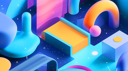 Aufkleber - a colorful abstract drawing of shapes and circles. the colors are bright and the shapes are all diff