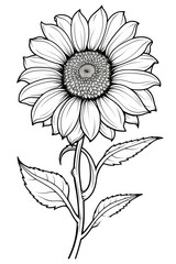 Wall Mural - Sunflower sketch drawing plant.