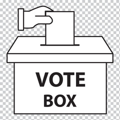 Wall Mural - Hand voting ballot box line icon, election and vote, vote box sign vector graphics, editable stroke linear icon, eps 10.