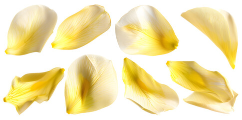 Wall Mural - Collection of soft yellow  flower petals isolated 