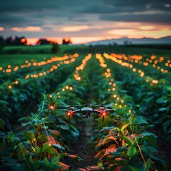 Poster - Drone Monitoring Smart Agricultural Field with IoT Sensors at Sunset