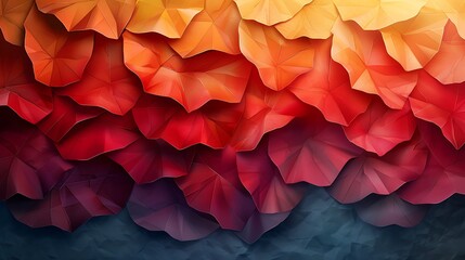 An abstract background featuring realistic origami paper parallelograms, vibrant hues of red and orange, hd quality, digital art, high contrast, geometric design, modern aesthetic, artistic realism