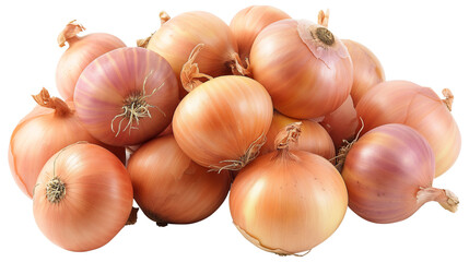 A pile of onions isolated on white background