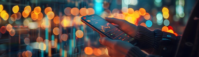 Poster - Student Using Educational Finance App for Trading and Market Analysis