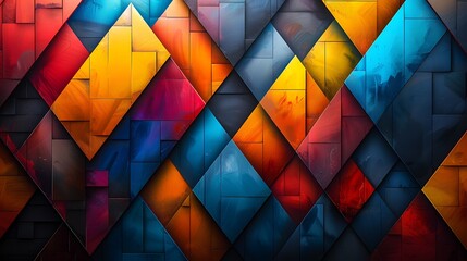 Wall Mural - Alternating trapezoid pattern, bright and vibrant colors, dynamic background, hd quality, digital illustration, high contrast, geometric precision, modern design, artistic composition, dynamic.