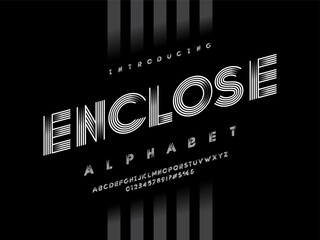 Fototapete - Vector of modern abstract linear alphabet design with uppercase, numbers and symbols