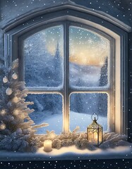 Poster - christmas tree in the window