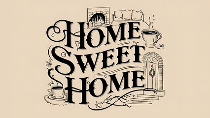 Home Sweet Home (T-shirt Design Motivational Quote, Illustartion,Typography)