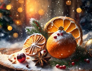 Wall Mural - christmas cookies and orange