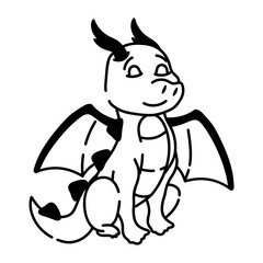 Wall Mural - A well-designed doodle icon of relax dragon