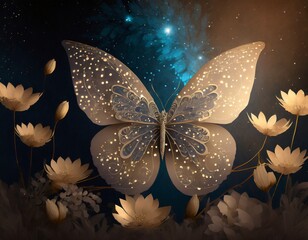 Sticker - background with butterfly