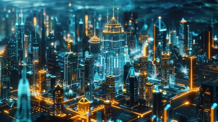 Blueprints of a futuristic smart city with interconnected infrastructure and sustainable practices