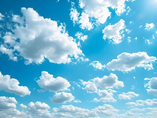 Poster - Idyllic Blue Sky with Fluffy Clouds for Airy Light or Outdoor Product Presentations