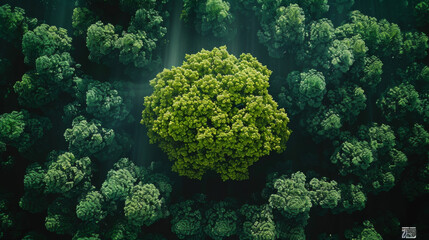 Canvas Print - Aerial top view green forest with earth, Green planet in your hands, Save Earth, Texture of forest view from above ecosystem and healthy environment