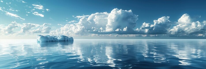 Sticker - Iceberg Floating in a Tranquil Sea Under a Cloudy Sky