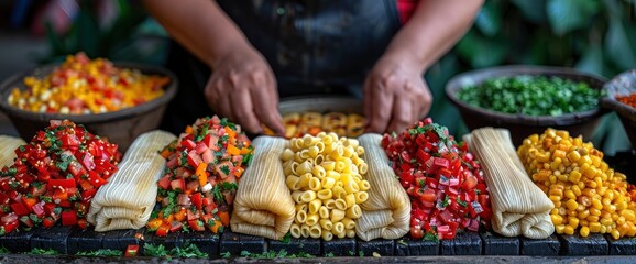 A Vibrant Collage Showcased Tamales Being Prepared For A Special Celebration, Capturing The Joy And Anticipation