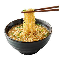 chopsticks holding ramen noodle isolated on a transparent background