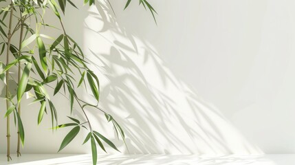 Wall Mural - bamboo, white backround, side view