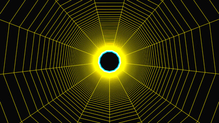 Poster - Kaleidoscope with snow flake on black background. Miracle shuriken kaleidoscopic rotating target